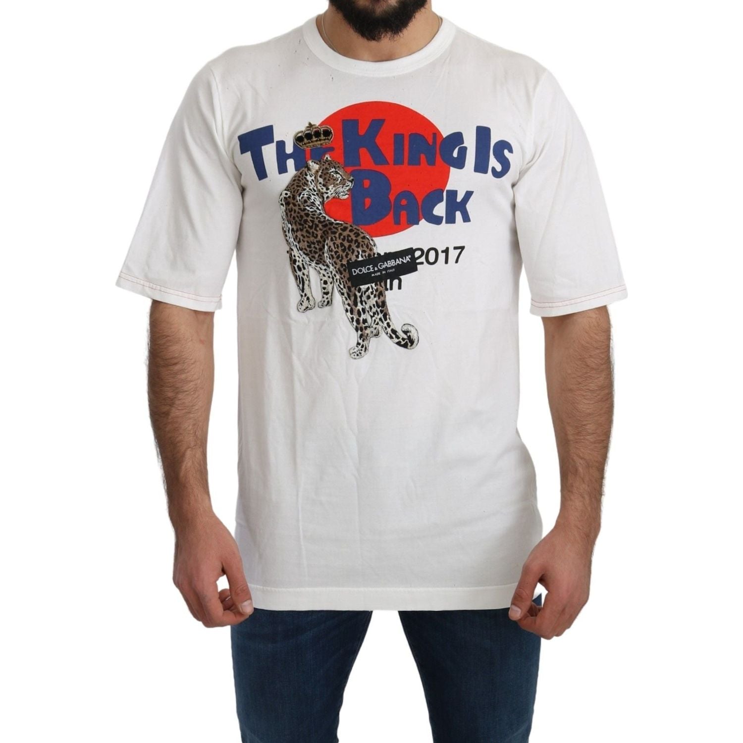 تي شيرت دولتشي آند غابانا بقصّة Slim Fit بطبعة جلد النمر