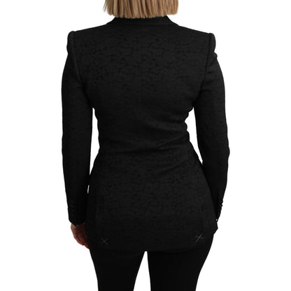 Dolce & Gabbana Black Brocade Single Breasted Blazer Jacket