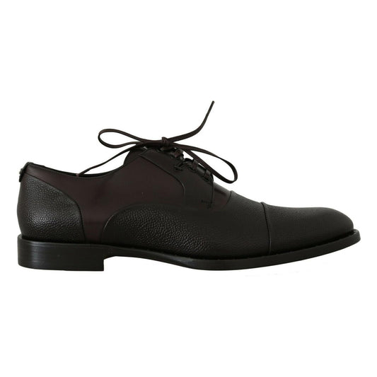 Dolce & Gabbana Elegant Brown Leather Formal Lace-ups Dolce & Gabbana Black