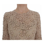 Dolce & Gabbana Beige Floral Lace Long Sleeve Maxi Dress Dolce & Gabbana Rosy Brown