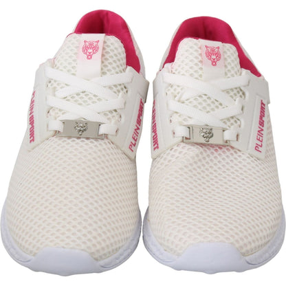 Philipp Plein White Pink Polyester Becky Sneakers Shoes WOMAN SNEAKERS