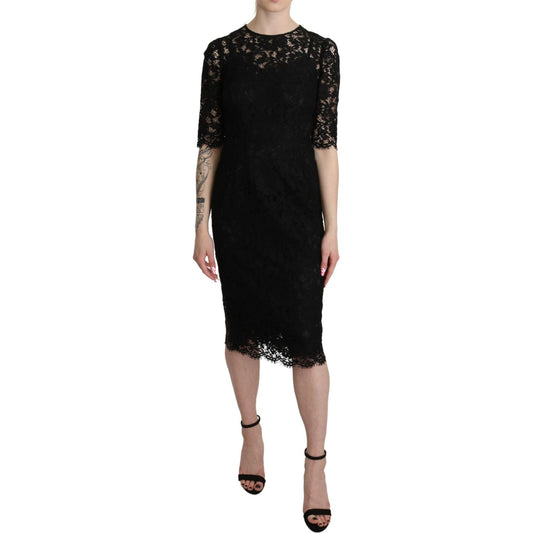 Dolce & Gabbana Elegant Black Lace Sheath Knee-Length Dress Dolce & Gabbana Black