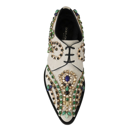 Dolce & Gabbana White Suede Crystal Dress Broque Shoes