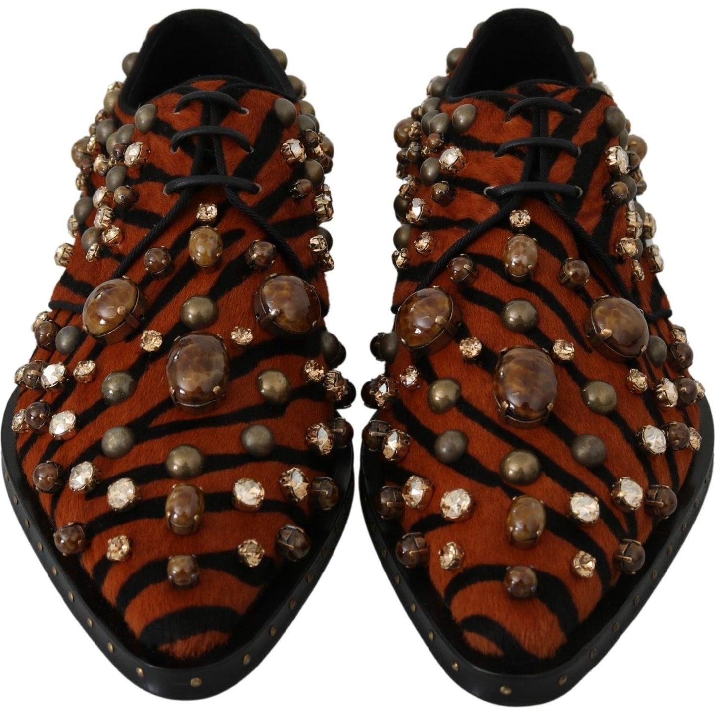 Dolce & Gabbana Tiger Pattern Crystal Embellished Flats Dolce & Gabbana Black
