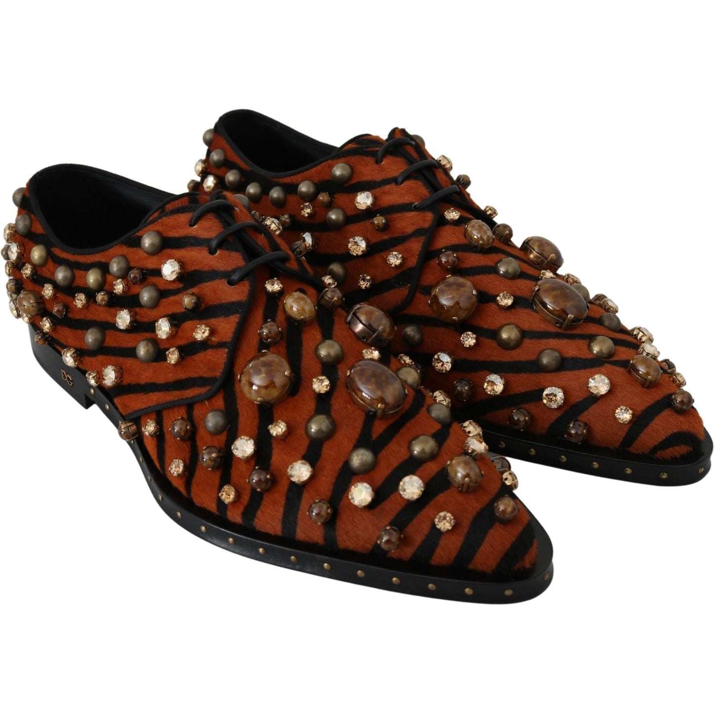 Dolce & Gabbana Tiger Pattern Crystal Embellished Flats Dolce & Gabbana Black