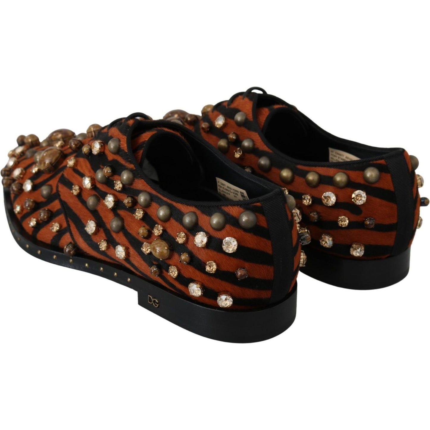 Dolce & Gabbana Tiger Pattern Crystal Embellished Flats Dolce & Gabbana Black