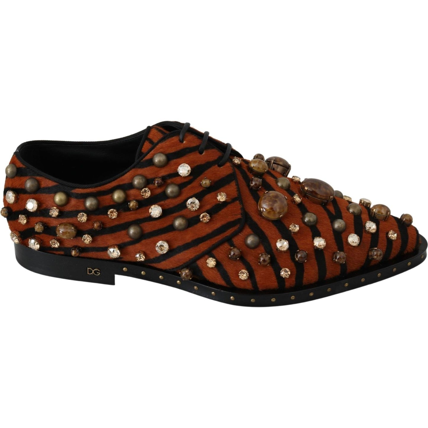 Dolce & Gabbana Tiger Pattern Crystal Embellished Flats Dolce & Gabbana Black