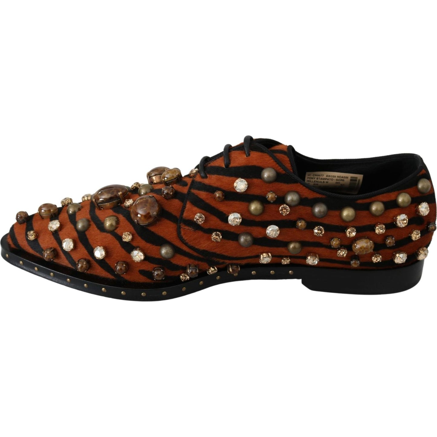 Dolce & Gabbana Tiger Pattern Crystal Embellished Flats Dolce & Gabbana Black