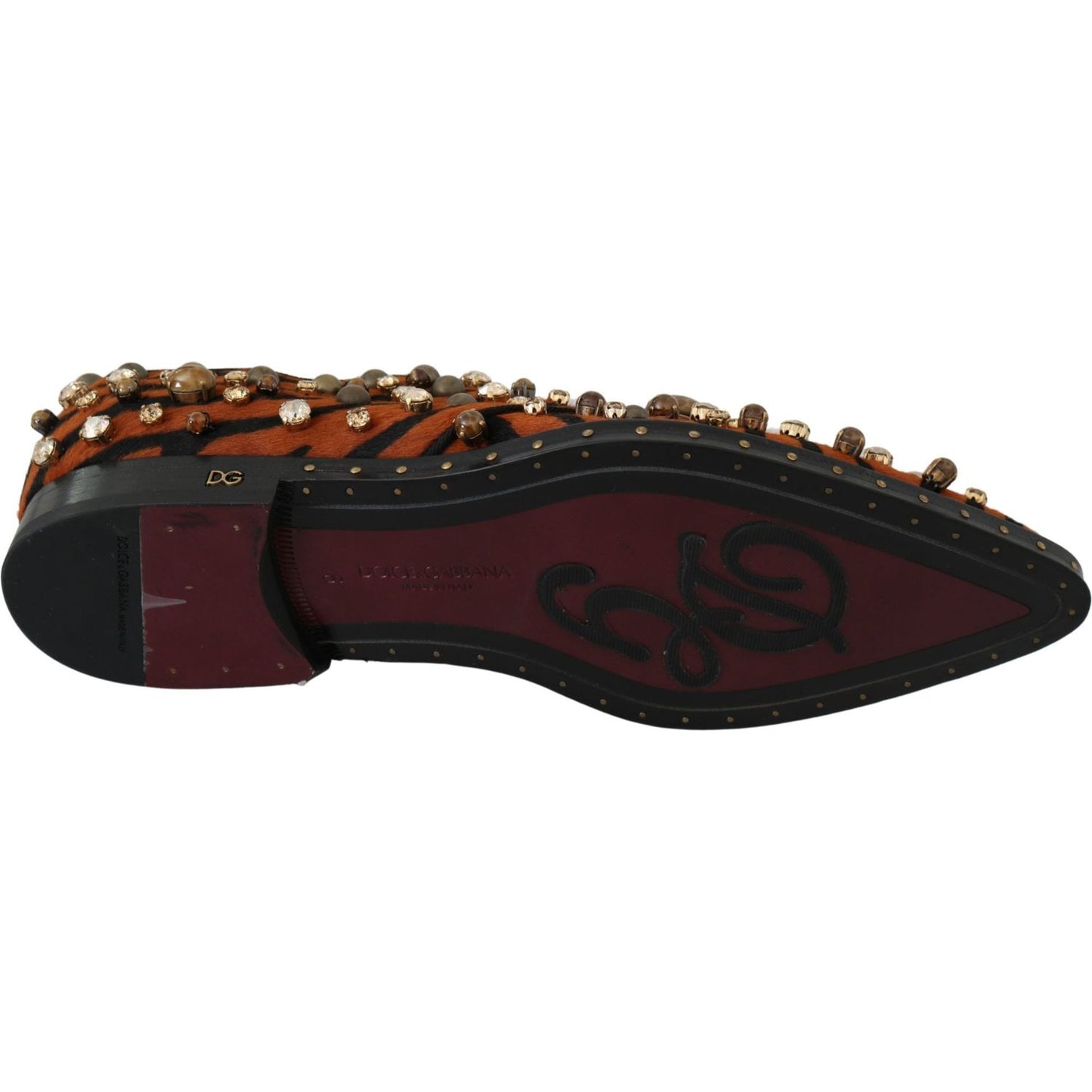 Dolce & Gabbana Tiger Pattern Crystal Embellished Flats Dolce & Gabbana Black