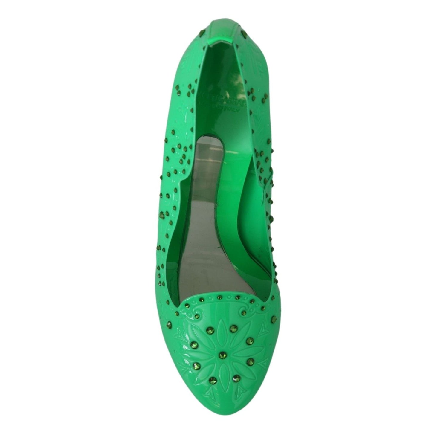 Dolce & Gabbana Green Crystal Floral Heels CINDERELLA Shoes
