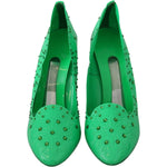 Dolce & Gabbana Green Crystal Floral Heels CINDERELLA Shoes LA7271-40