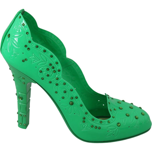 Dolce & Gabbana Enchanting Crystal Cinderella Pumps in Lush Green Dolce & Gabbana Sea Green