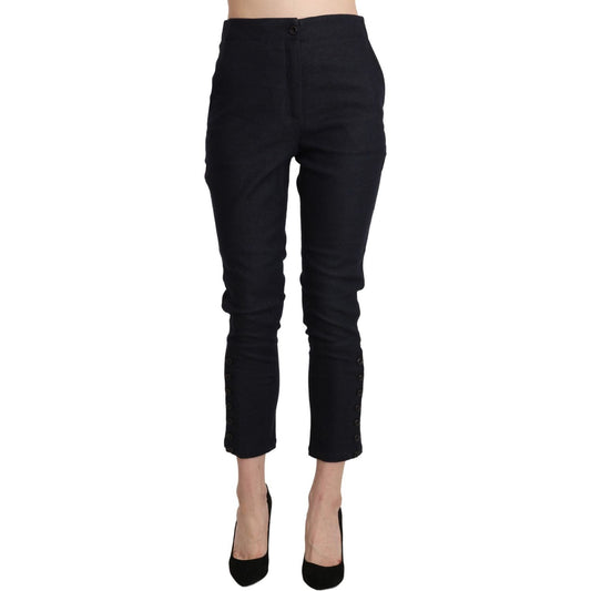 Ermanno Scervino Chic High Waist Cropped Capri Pants Jeans & Pants Ermanno Scervino Black