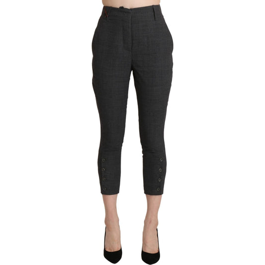 Ermanno Scervino Chic High Waist Capri Cropped Pants Ermanno Scervino Dark Slate Gray