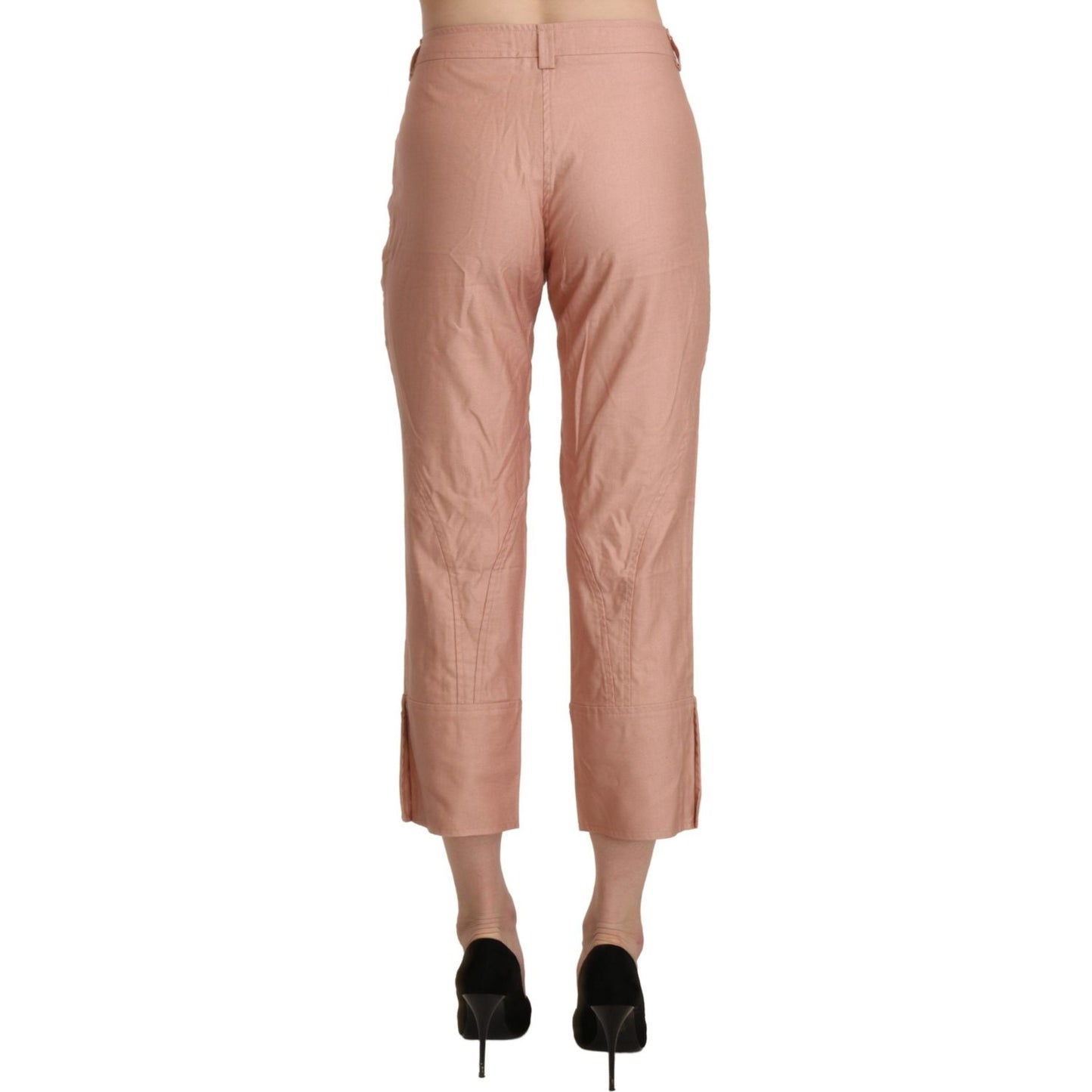 Ermanno Scervino Cotton Pink High Waist Cropped Trouser Pants