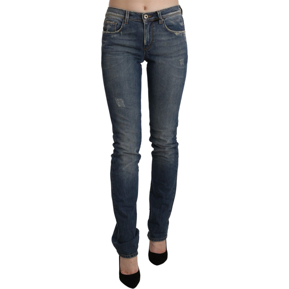 Ermanno Scervino Chic Mid Waist Skinny Denim in Blue Washed Ermanno Scervino Dark Slate Gray