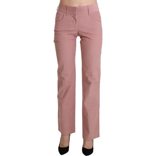 Ermanno Scervino Chic Pink Mid Waist Straight Trousers Ermanno Scervino Rosy Brown
