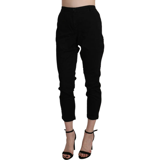 Acht Chic High Waist Cropped Black Jeans Jeans & Pants Acht Rosy Brown