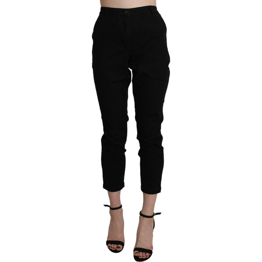 Acht Chic High Waist Cropped Black Jeans Jeans & Pants Acht Rosy Brown