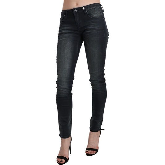Acht Elegant Low Waist Skinny Black Jeans Jeans & Pants Acht Dark Slate Gray