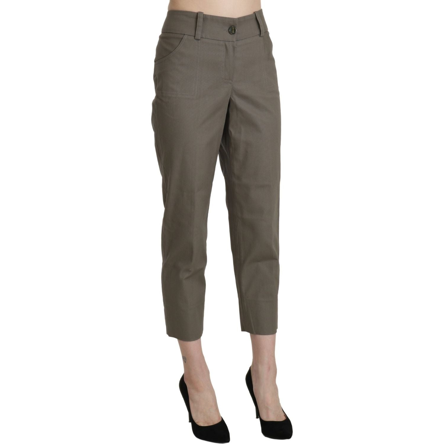 BENCIVENGA Gray High Waist Cropped Dress Trouser Pants