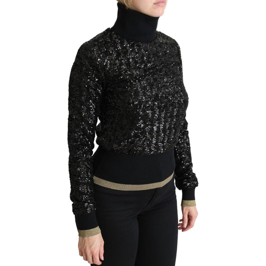 Dolce & Gabbana Elegant Sequined Turtleneck Sweater Dolce & Gabbana Black