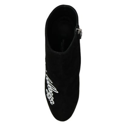 Dolce & Gabbana Black Suede L'Amore E'Bellezza Boots Shoes