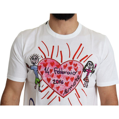 Dolce & Gabbana White Saint Valentine Hearts Print Men T-shirt