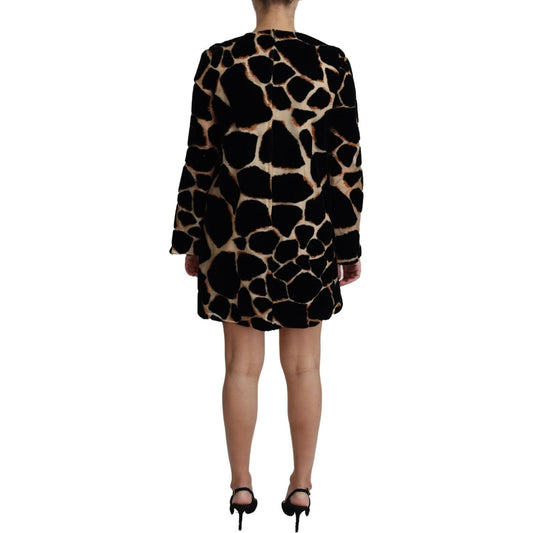 Dolce & Gabbana Chic Giraffe Print Shift Mini Dress Dolce & Gabbana Black