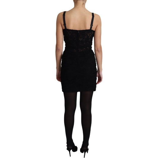 Dolce & Gabbana Elegant Black Lace Bustier Mini Dress Dolce & Gabbana Black