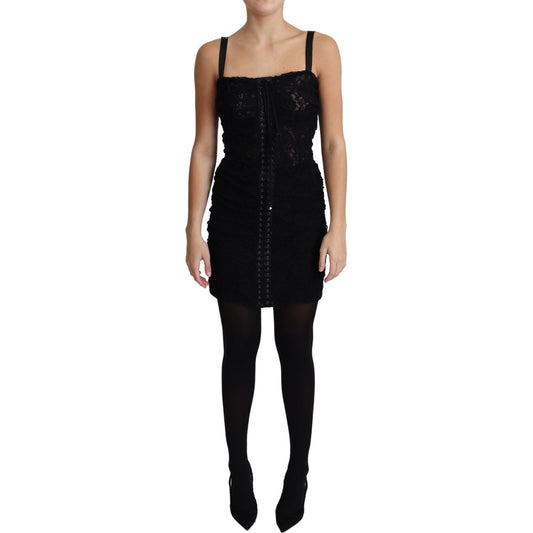 Dolce & Gabbana Elegant Black Lace Bustier Mini Dress Dolce & Gabbana Black