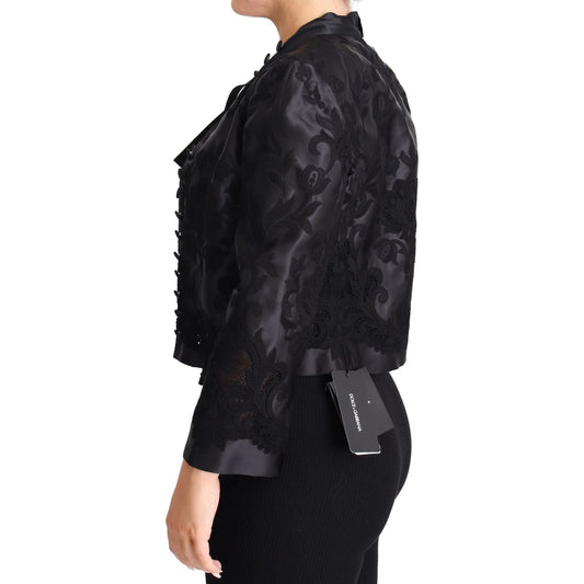 Dolce & Gabbana Embroidered Silk Blend Foliage Jacket Dolce & Gabbana Black