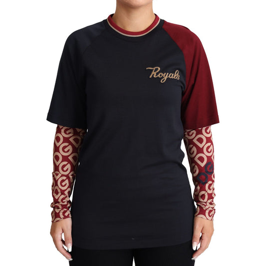 Dolce & Gabbana Multicolor Royals Cotton Crewneck Sweater Dolce & Gabbana Black