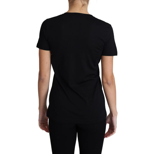 Dolce & Gabbana Elegant Black Wool Round Neck T-Shirt Dolce & Gabbana Rosy Brown
