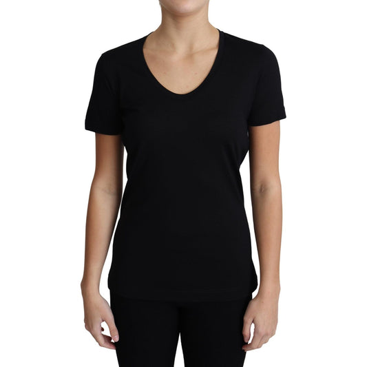 Dolce & Gabbana Elegant Black Wool Round Neck T-Shirt Dolce & Gabbana Black