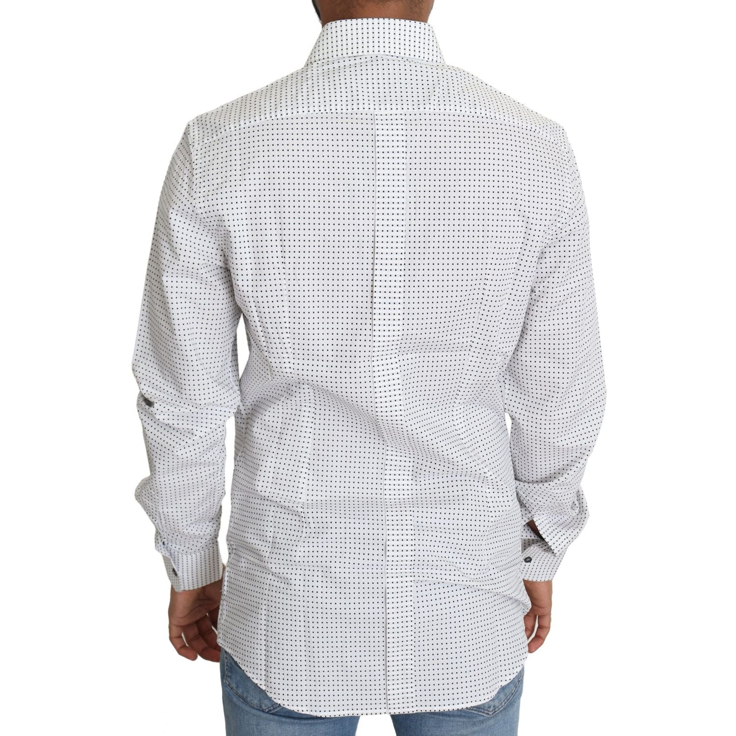 Dolce & Gabbana Black White Polka Dots Dress Shirt