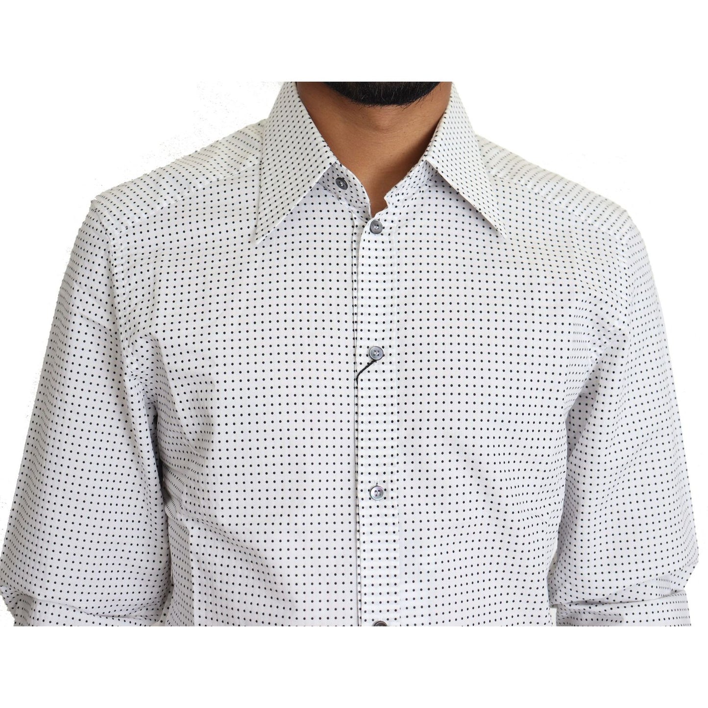 Dolce & Gabbana Black White Polka Dots Dress Shirt