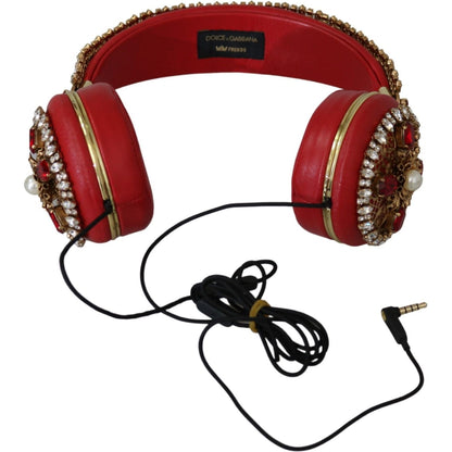 Dolce & Gabbana FRENDS Leather Red Floral Crystal Headset Headphones