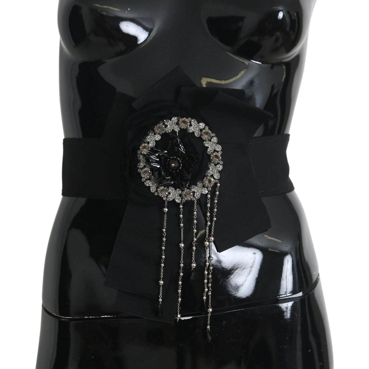 حزام الخصر الأنيق من الكريستال الأسود من دولتشي آند غابانا