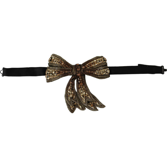Dolce & Gabbana Elegant Silk Rhinestone Bow Tie Bow Tie Dolce & Gabbana Black