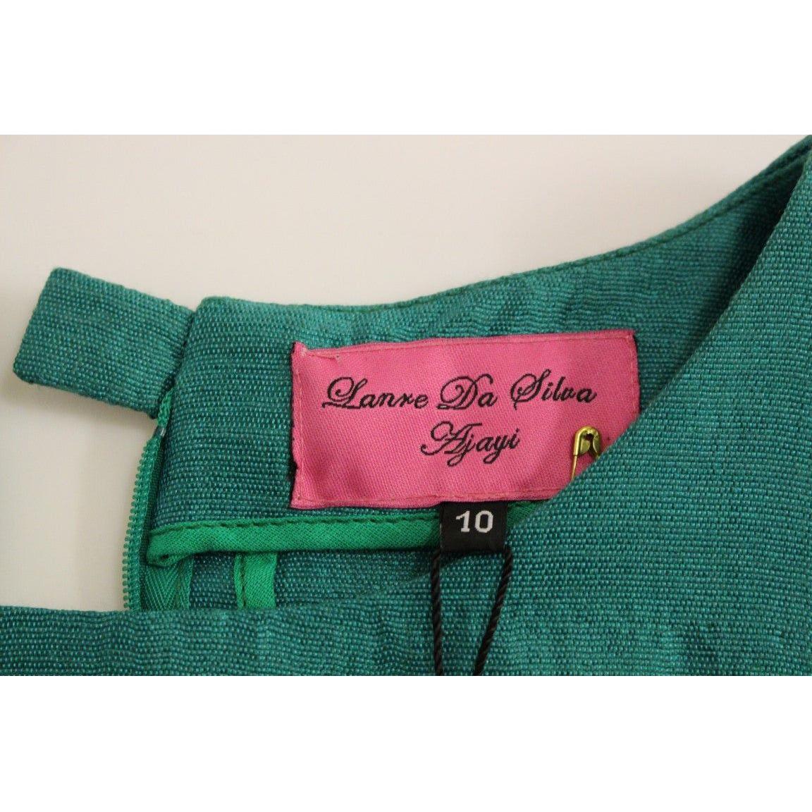 فستان لانري دا سيلفا أجايي القصير الأنيق باللون الأخضر المطرز