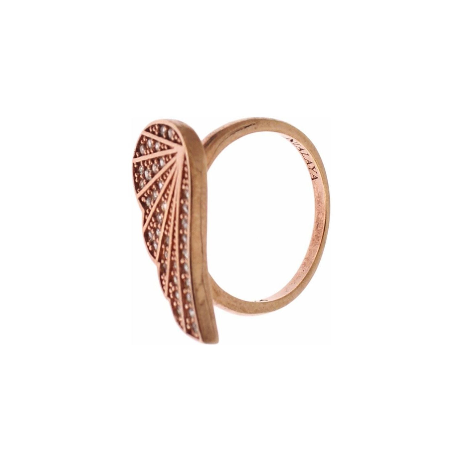 Nialaya Pink Gold 925 Silver Womens Clear CZ Ring