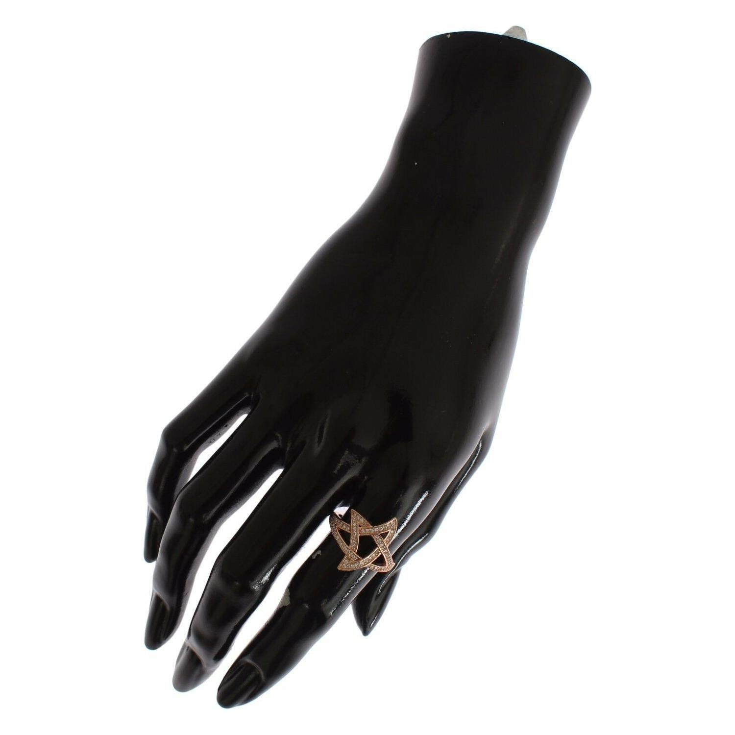 خاتم نيالايا مطلي بالذهب الوردي ومرصع بالكريستال من الفضة