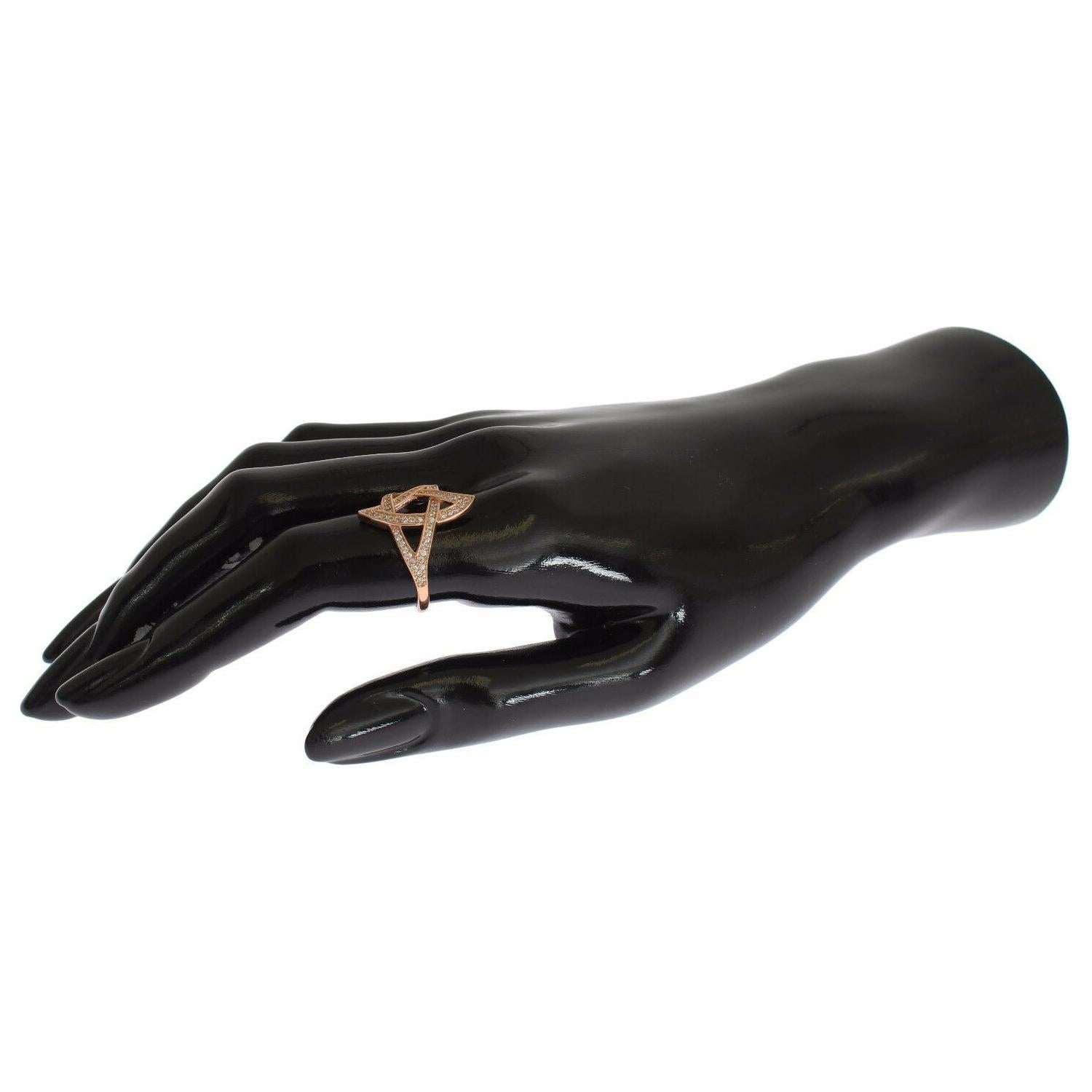 خاتم نيالايا مطلي بالذهب الوردي ومرصع بالكريستال من الفضة