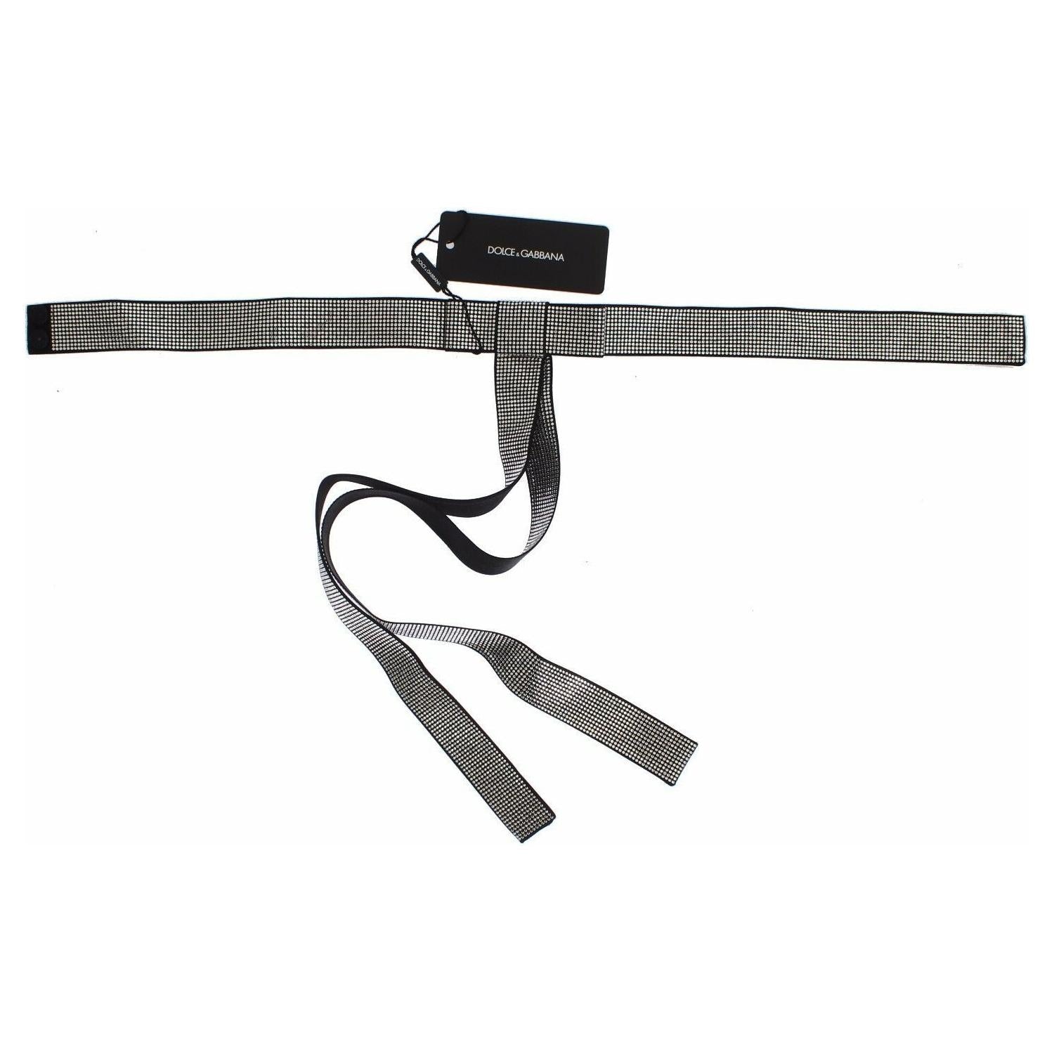 حزام الخصر من دولتشي آند غابانا باللون الأسود من الحرير مع فيونكة كريستالية أنيقة