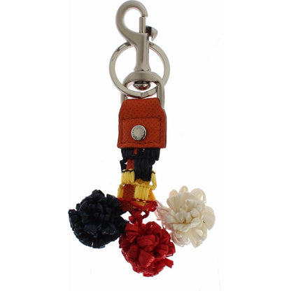Dolce & Gabbana Multicolor Raffia Leather Clasp Finder Chain Keyring Keychain