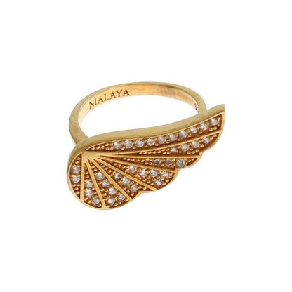 Nialaya Womens Clear CZ Gold 925 Silver Authentic Ring Ring