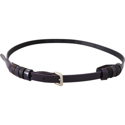 GF Ferre Black Leather Thin Gold Metal Chrome Buckle Belt Belt