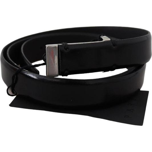 PLEIN SUD Elegant Black Leather Waist Belt Belt PLEIN SUD Black