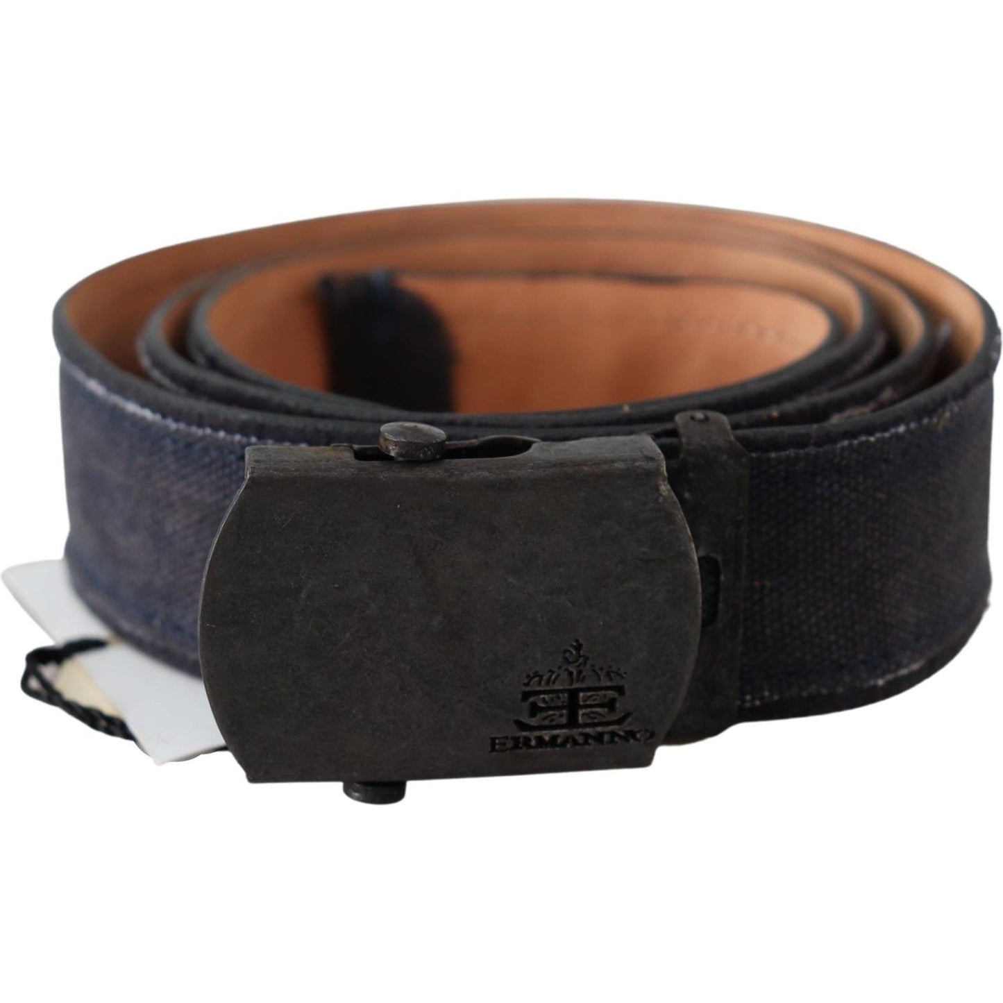 Ermanno Scervino Blue Leather Ratchet Buckle Belt Belt